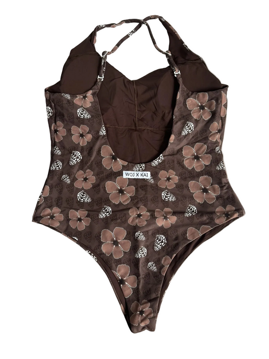 Women’s One Piece Swim - Brown Hebrew Shell
