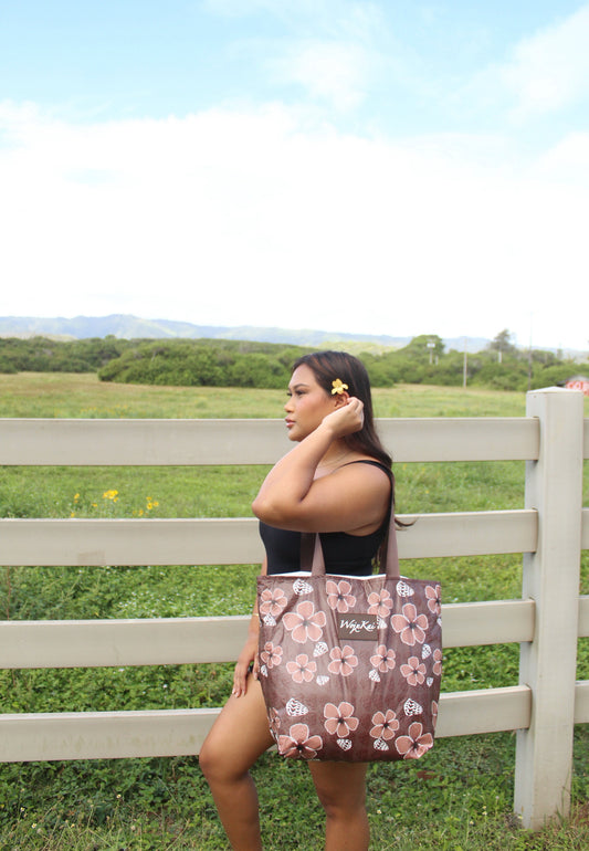 BROWN HEBREW SHELL TOTE